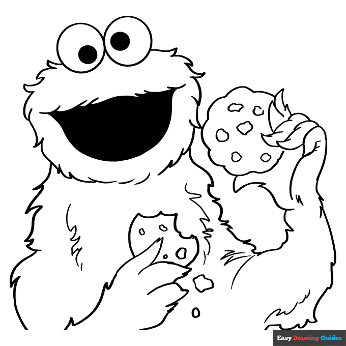 Cookie Monster From Sesame Street Coloring Page Easy Drawing Guides