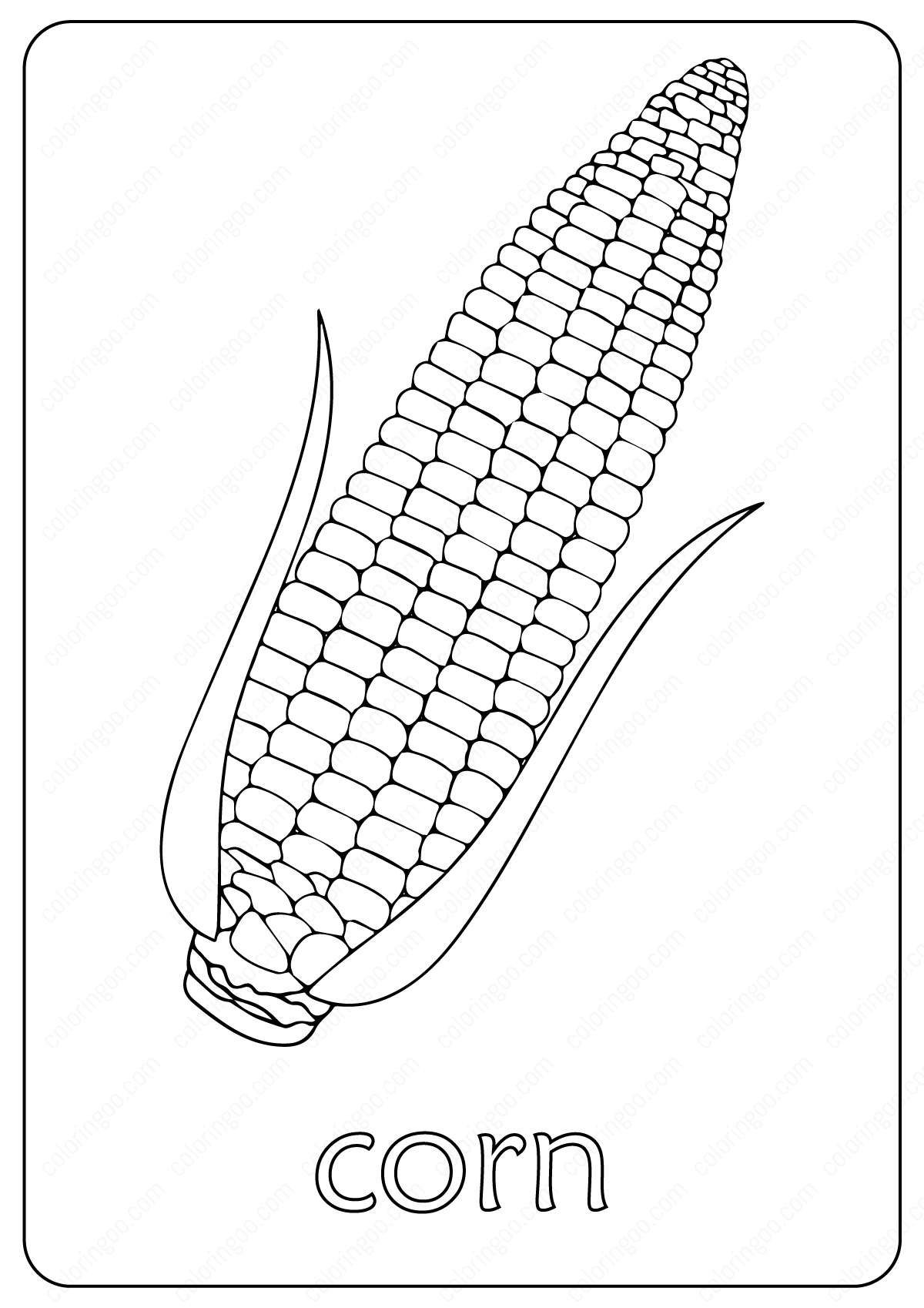 Corn Coloring Sheet Corn Coloring Sheet
