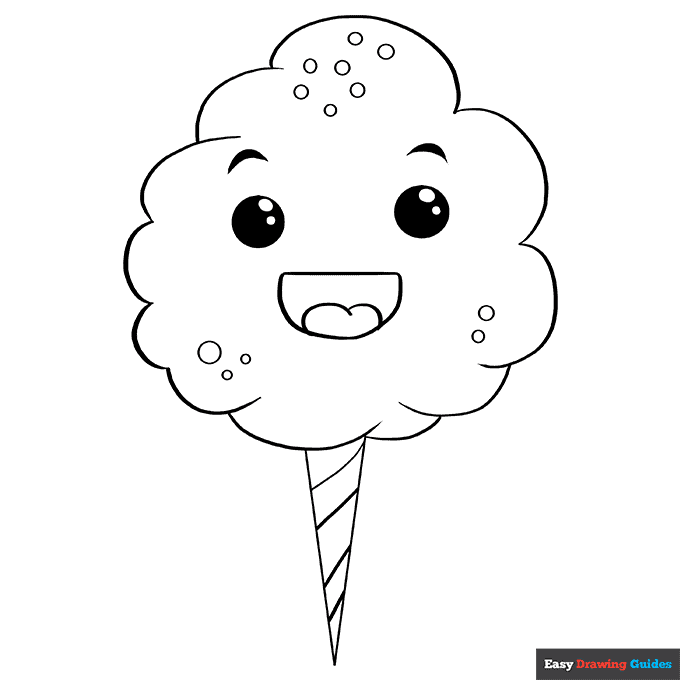 Cotton Candy Coloring Page Easy Drawing Guides Cotton Candy Coloring Page Easy Drawing Guides