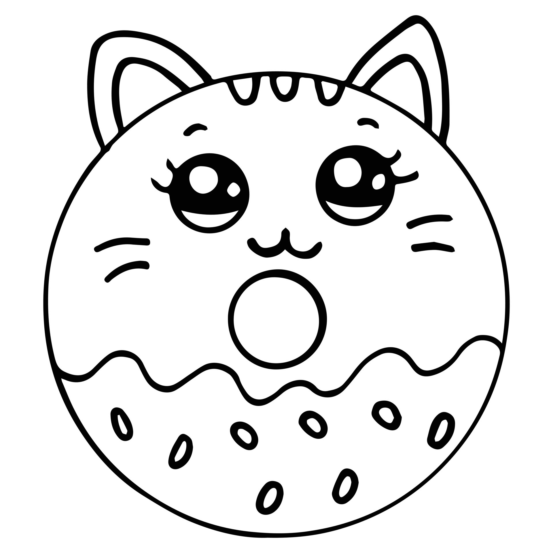 Cute Cat Coloring Page Vector Art Icon And Graphics For Free Download