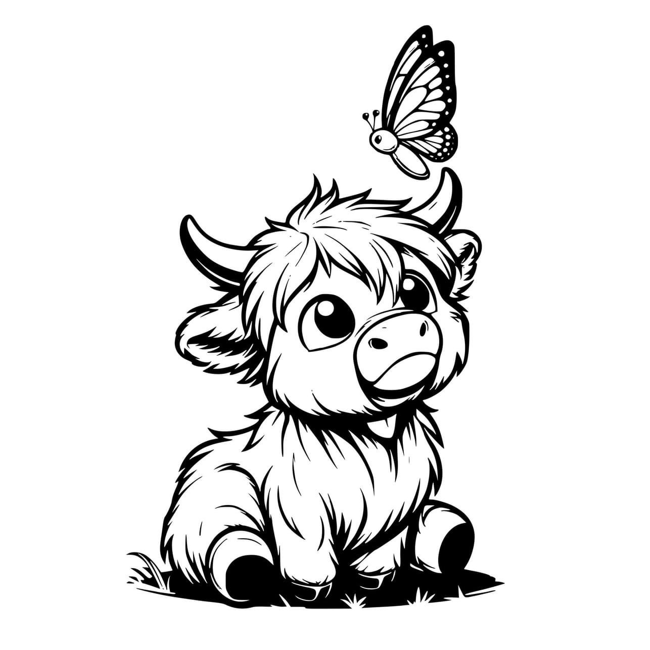 Cute Cow Drawing With Butterfly Cute Cow Drawing With Butterfly