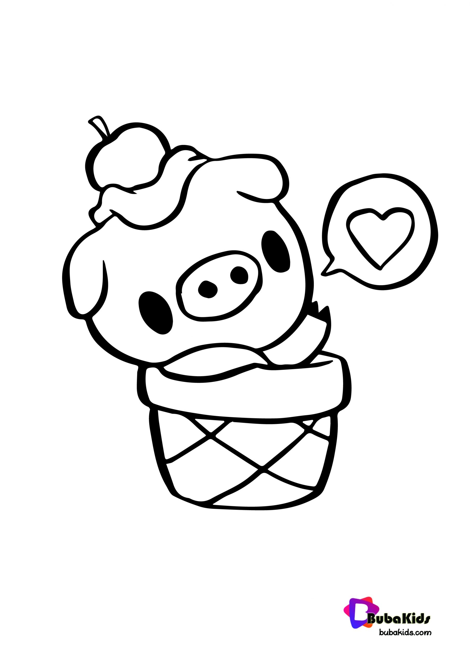 Cute Pigo The Pig Coloring Page BubaKids Cute Pigo The Pig Coloring Page BubaKids