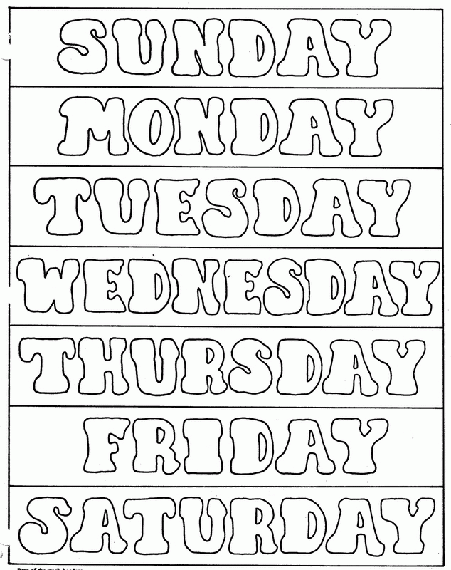 Days Of The Week Coloring Pages Coloring Home