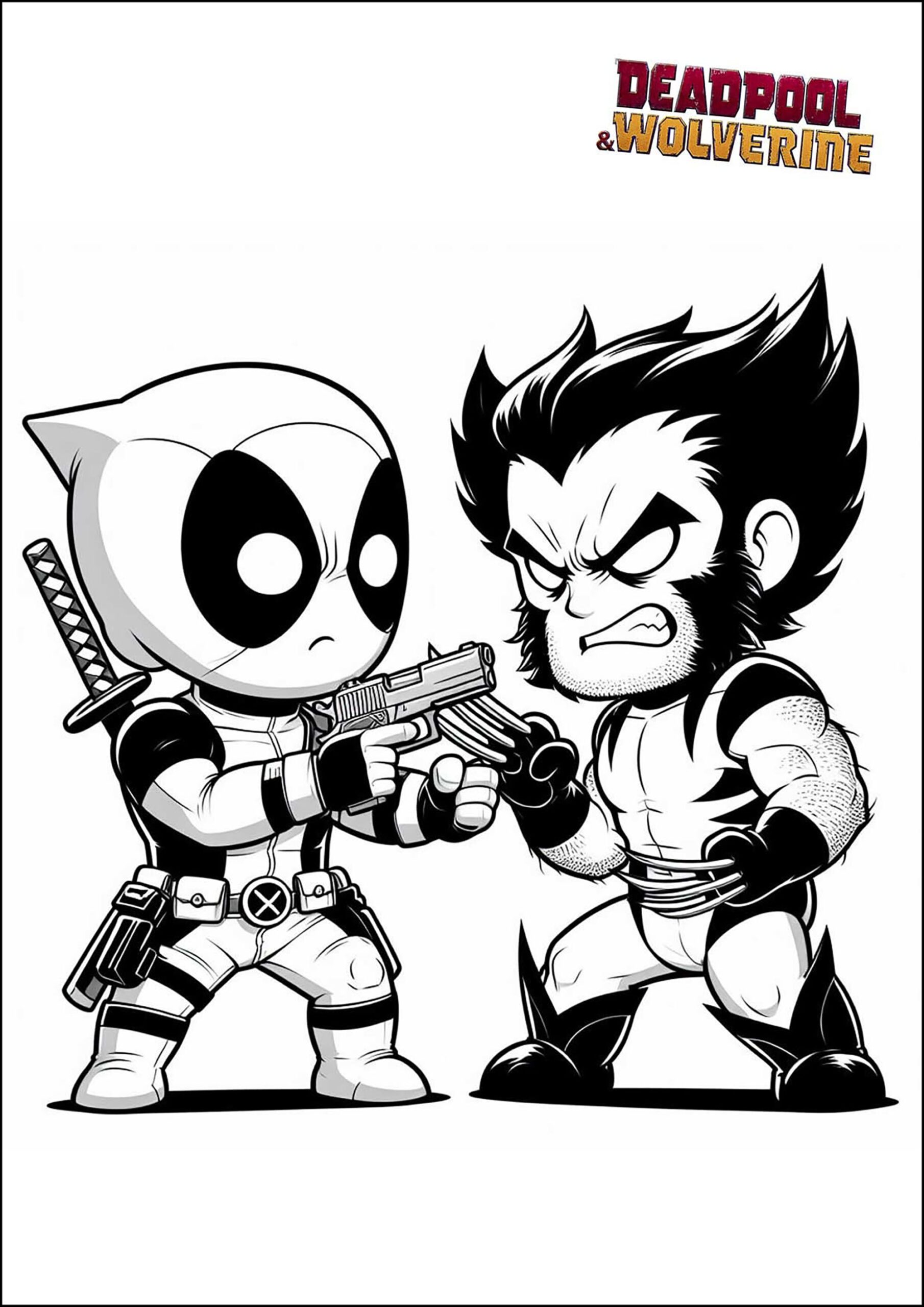 Deadpool And Wolverine Are Angry Deadpool Coloring Pages For Kids