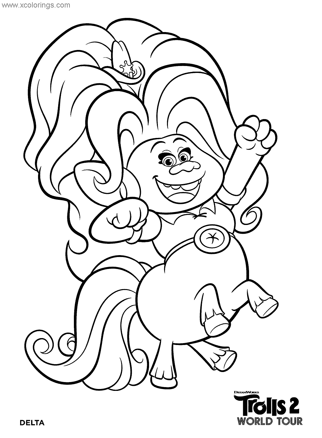 Delta From Trolls World Tour Coloring Pages XColorings