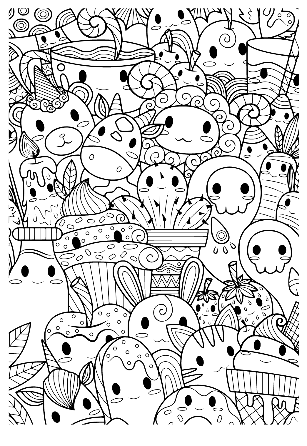 Kawaii Animal Printable Kawaii Cute Coloring Pages Kawaii Animal Printable Kawaii Cute Coloring Pages
