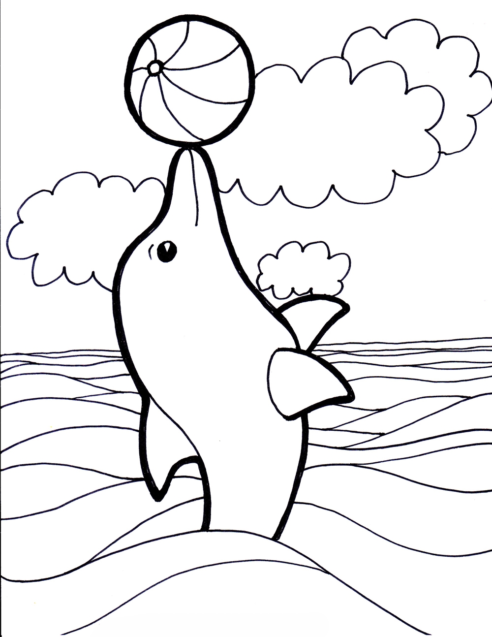 Desenho De Golfinho E Bola Para Colorir Tudodesenhos