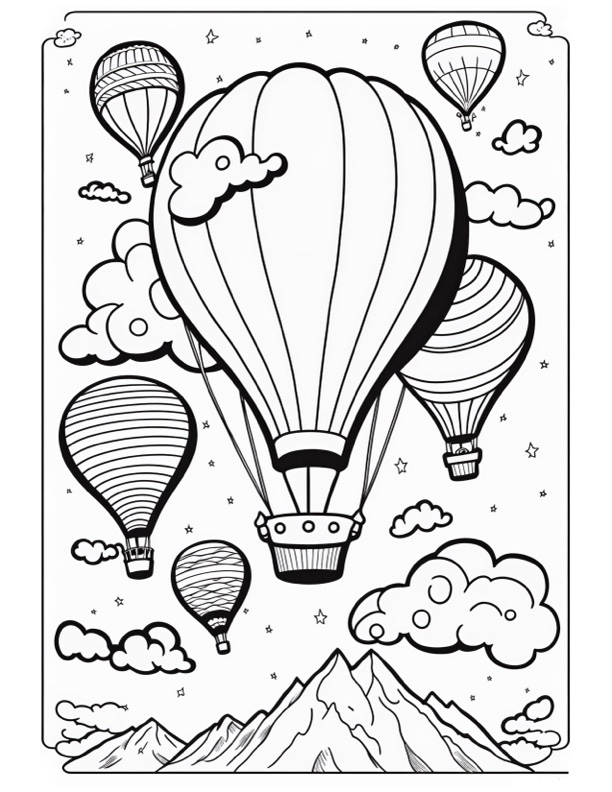 Detailed Hot Air Balloon Coloring Page Detailed Hot Air Balloon Coloring Page