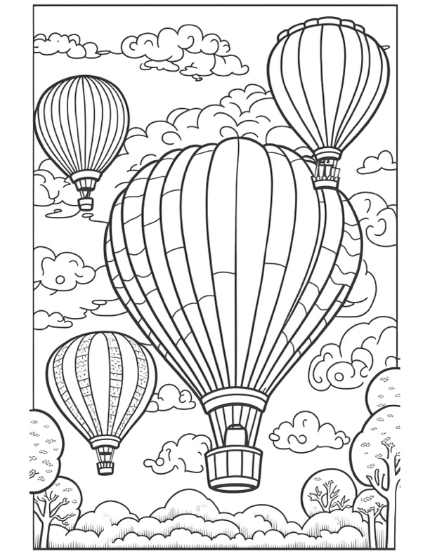 Detailed Hot Air Balloon Coloring Page Detailed Hot Air Balloon Coloring Page