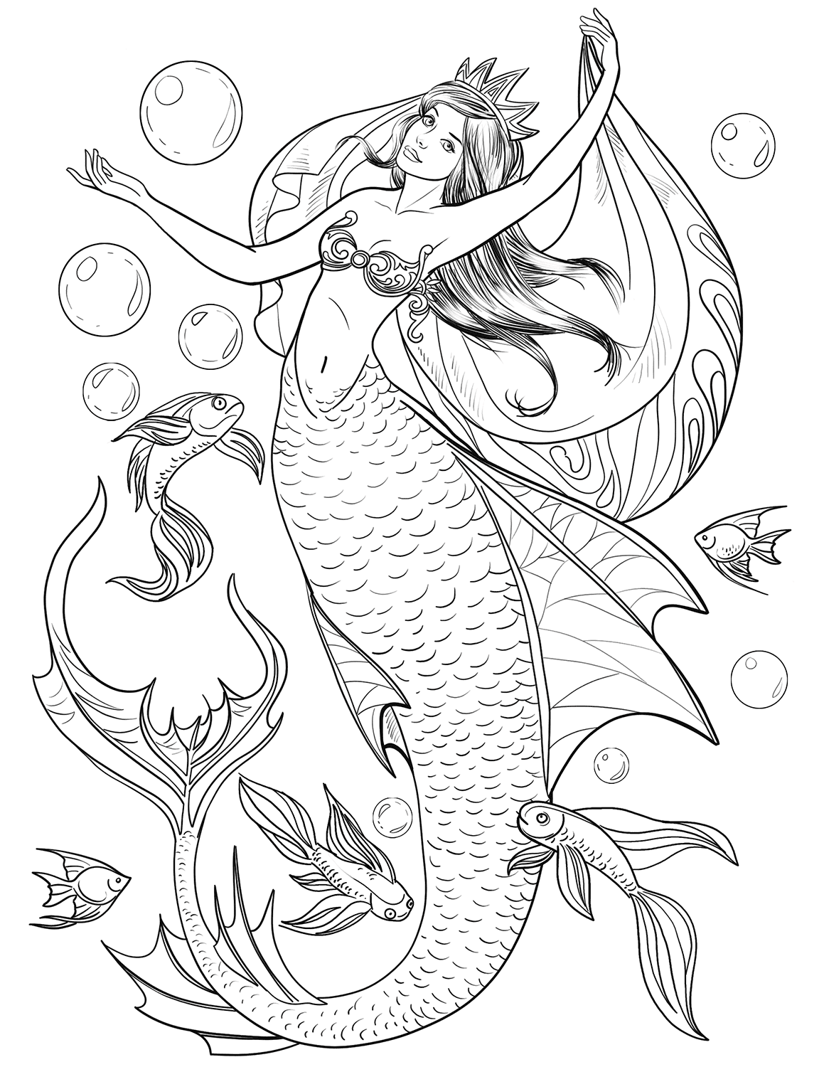 Difficult Mermaid Coloring Pages Difficult Mermaid Coloring Pages