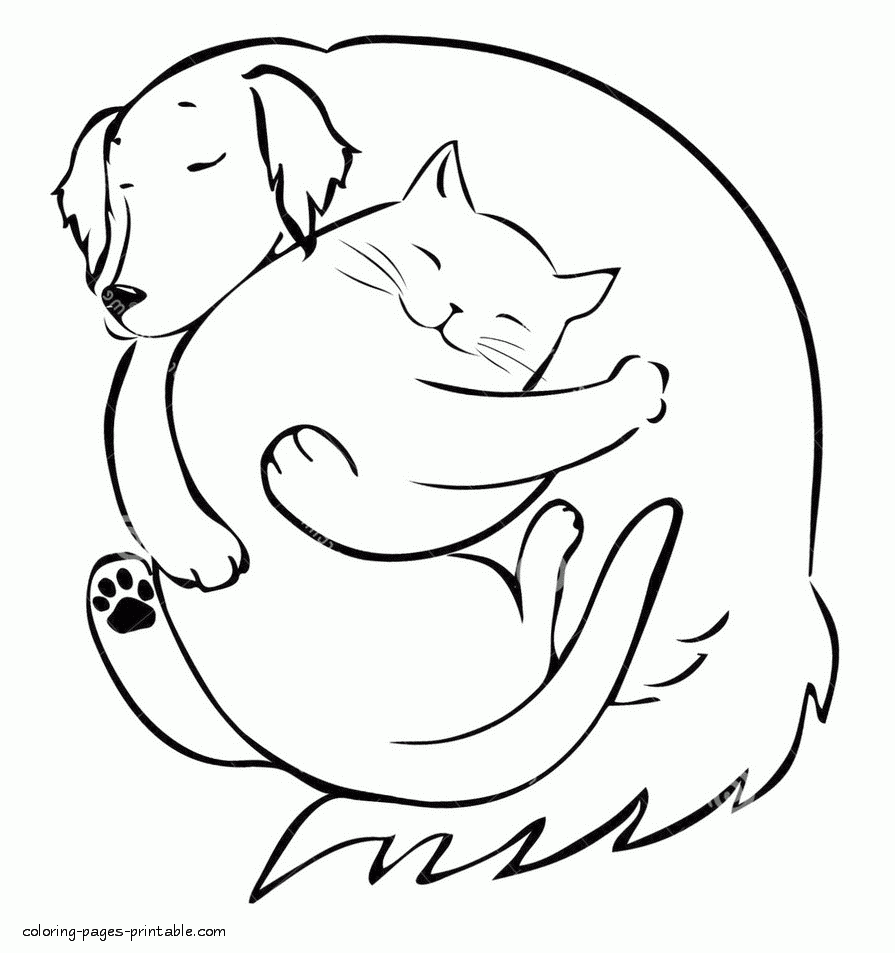 Dog And Cat Coloring Pages Printable Dog And Cat Coloring Pages Printable