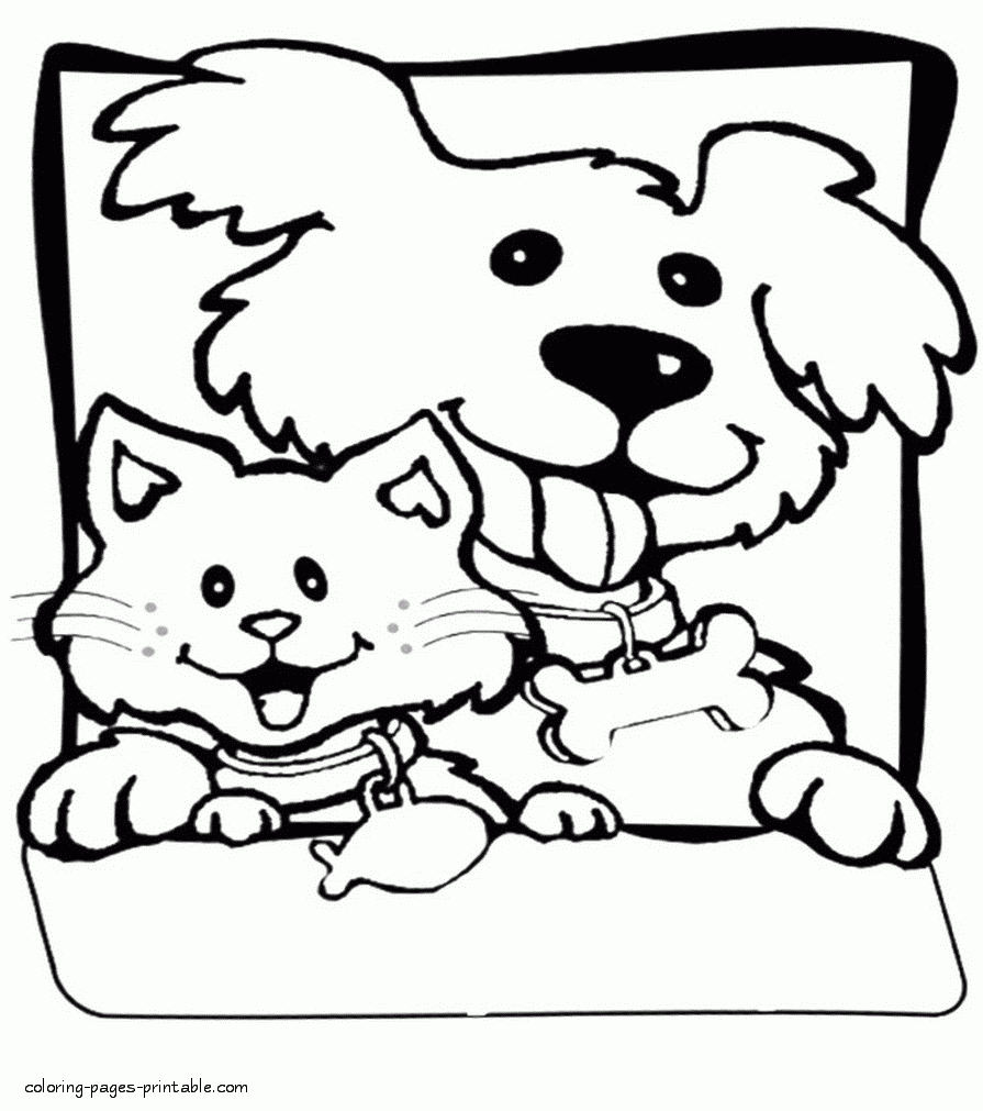 Dog And Cat Coloring Pages Printable Dog And Cat Coloring Pages Printable