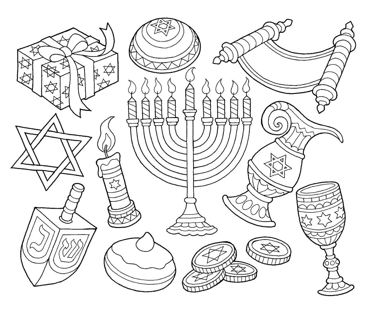 Free Printable Hanukkah Coloring Pages
