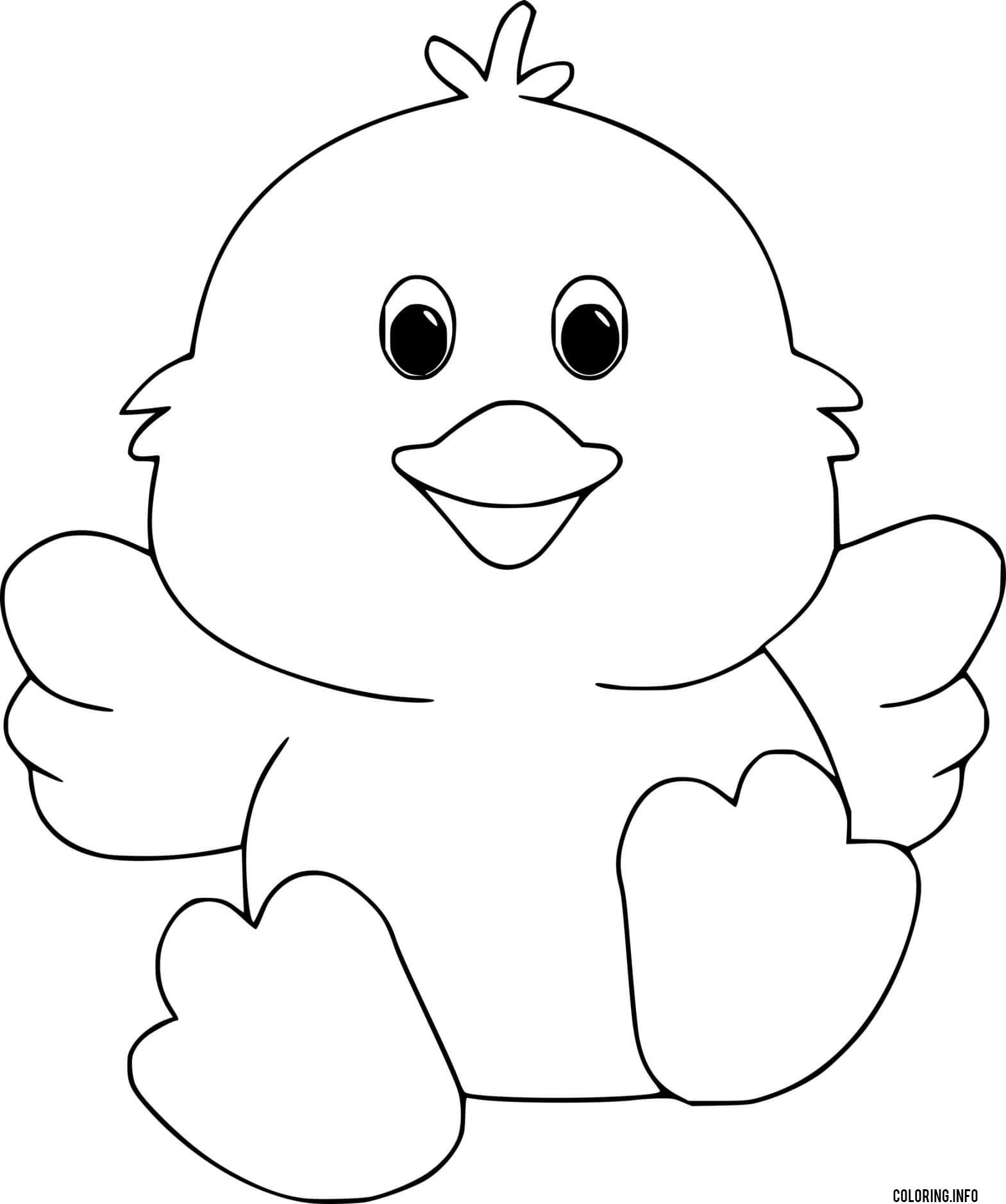 Easy Baby Chick Coloring Page Printable