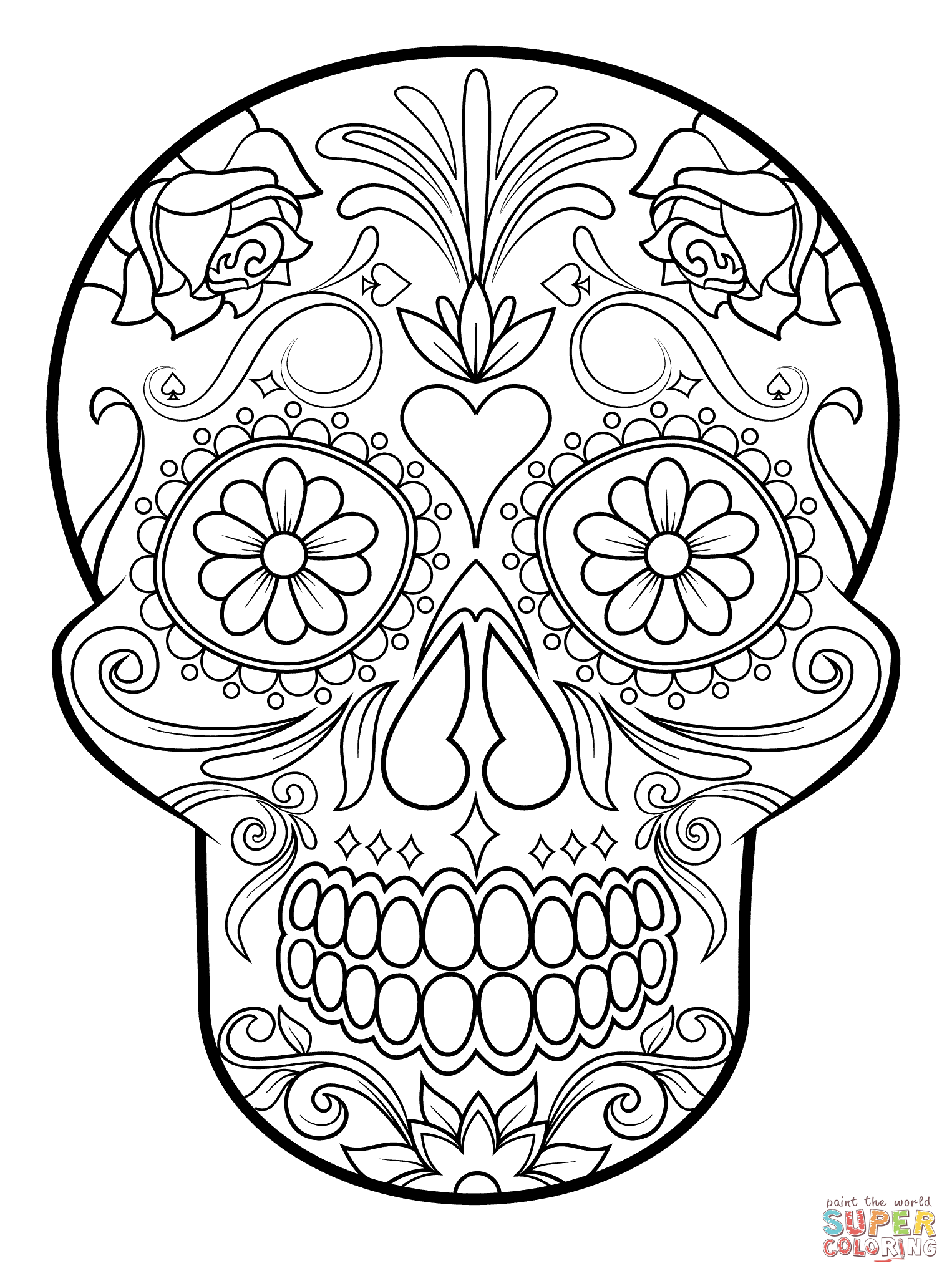 Easy Sugar Skull Coloring Pages Coloring Home Easy Sugar Skull Coloring Pages Coloring Home