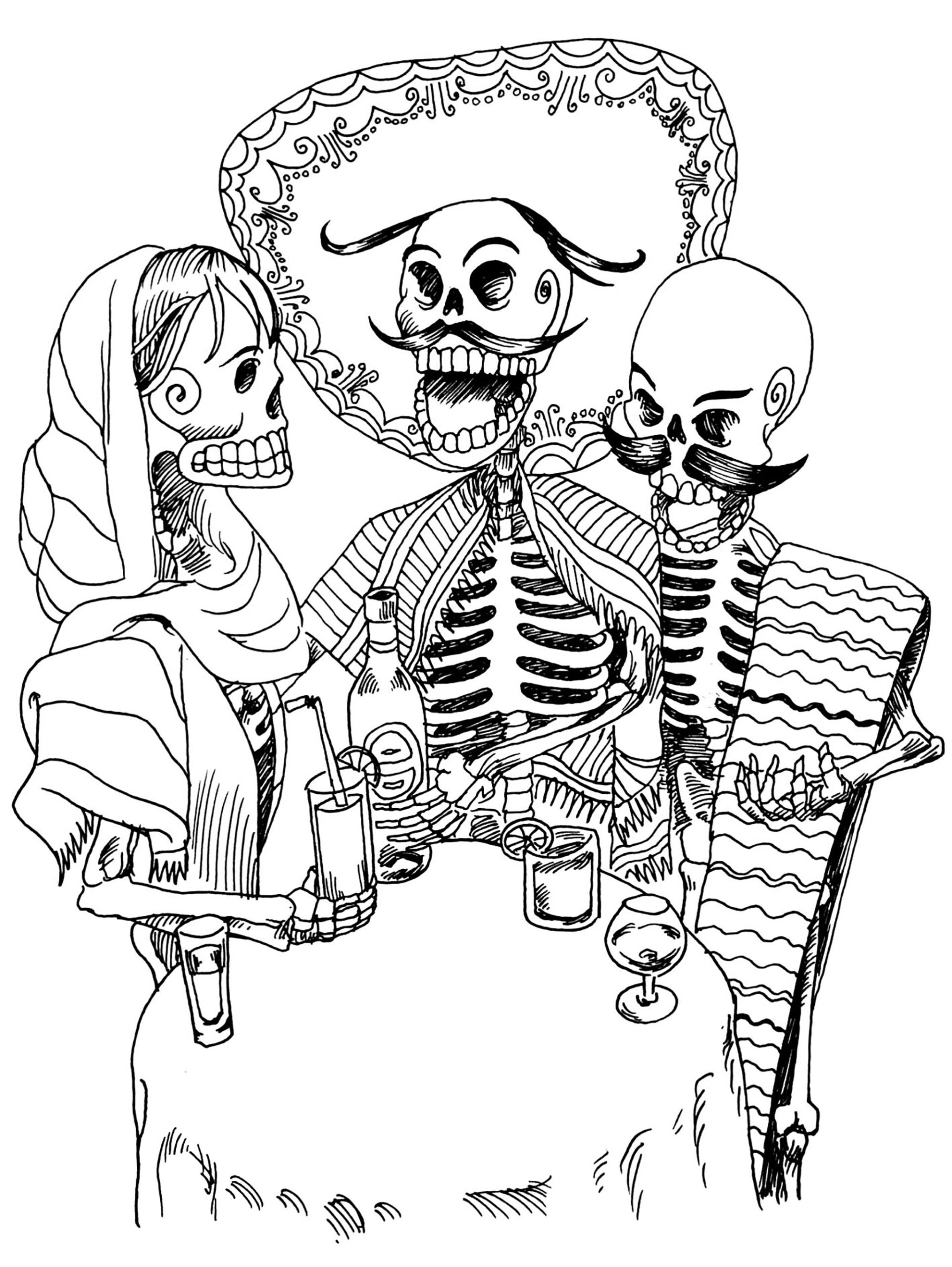 El Dia De Los Muertos Skeletons El D A De Los Muertos Coloring Pages El Dia De Los Muertos Skeletons El D A De Los Muertos Coloring Pages
