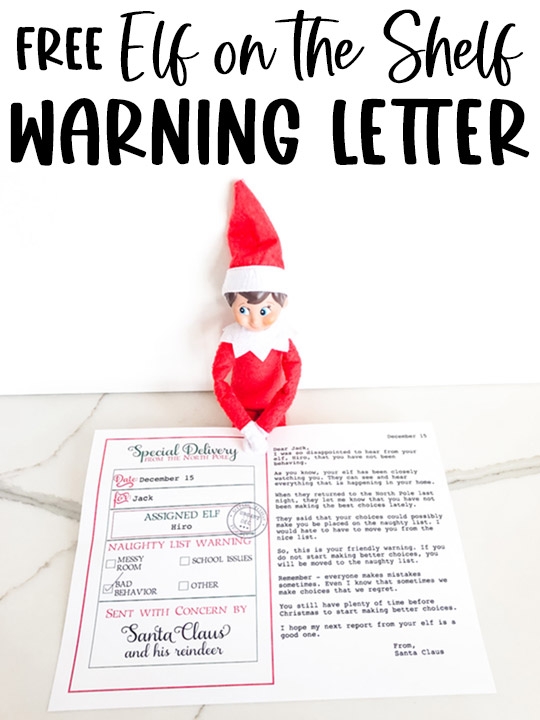 Elf Warning Letter Free Printable Elf Warning Letter Free Printable