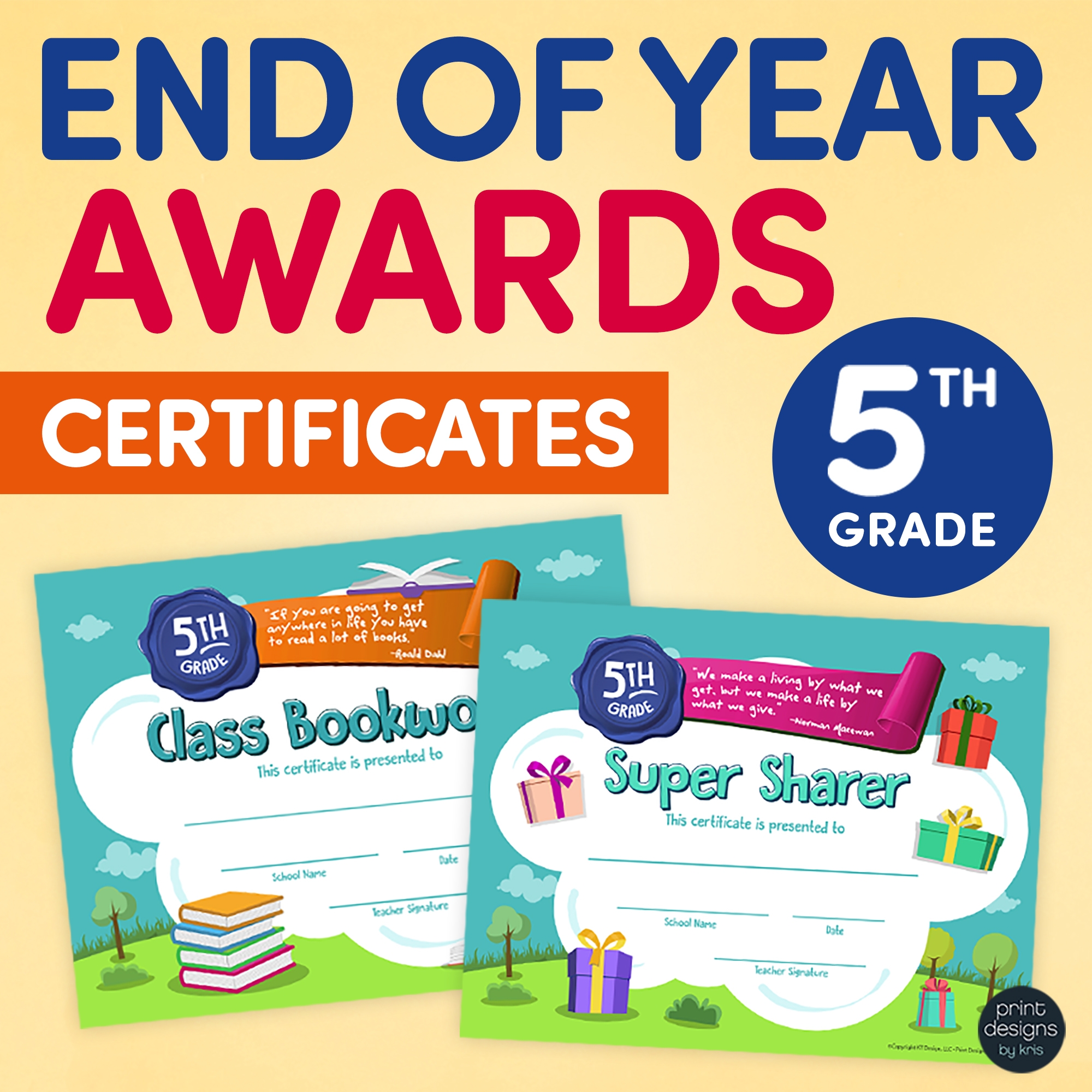 End Of The Year FIFTH GRADE Student Superlative Awards Certificates End Of The Year FIFTH GRADE Student Superlative Awards Certificates