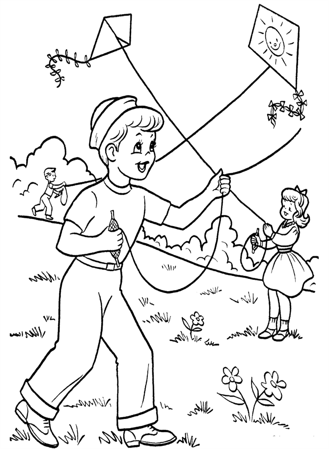 Flying Kite In Spring Coloring Page Free Printable Coloring Pages Flying Kite In Spring Coloring Page Free Printable Coloring Pages