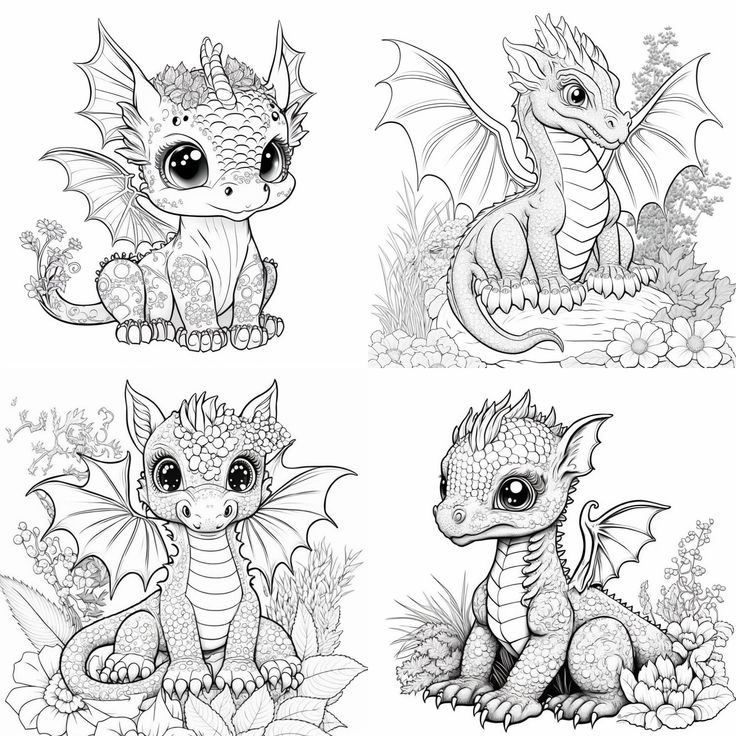 Four Different Types Of Dragon Coloring Pages For Adults And Children Four Different Types Of Dragon Coloring Pages For Adults And Children