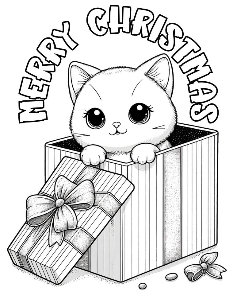 Free Christmas Cat Coloring Pages Free Christmas Cat Coloring Pages