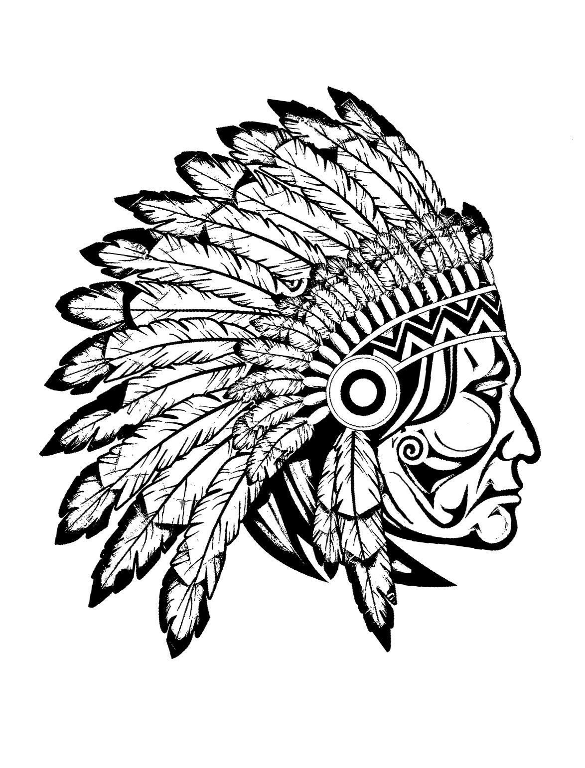 Free Coloring Page Coloring Adult Indian Native Chief Profile Profile Free Coloring Page Coloring Adult Indian Native Chief Profile Profile