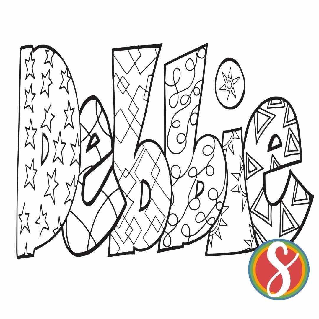 Free Debbie Name Coloring Page Stevie Doodles Free Debbie Name Coloring Page Stevie Doodles