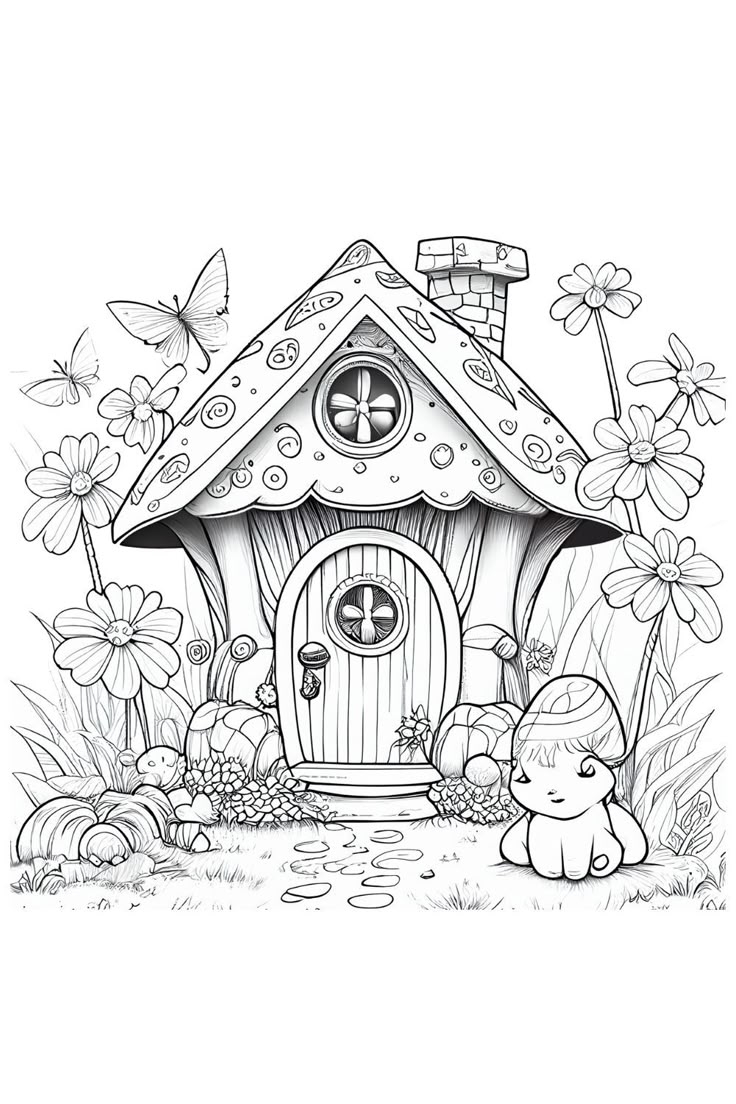 Free Printable Fairy House Coloring Pages Free Printable Fairy House Coloring Pages