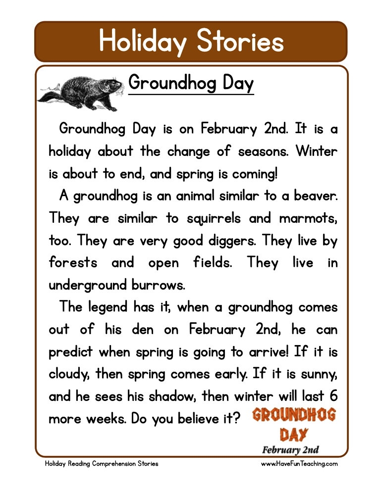Free Groundhog Day Worksheets