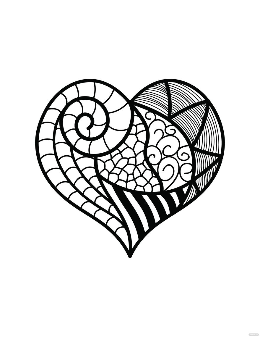 FREE Heart Coloring Pages Printable Image Download In PDF Template FREE Heart Coloring Pages Printable Image Download In PDF Template