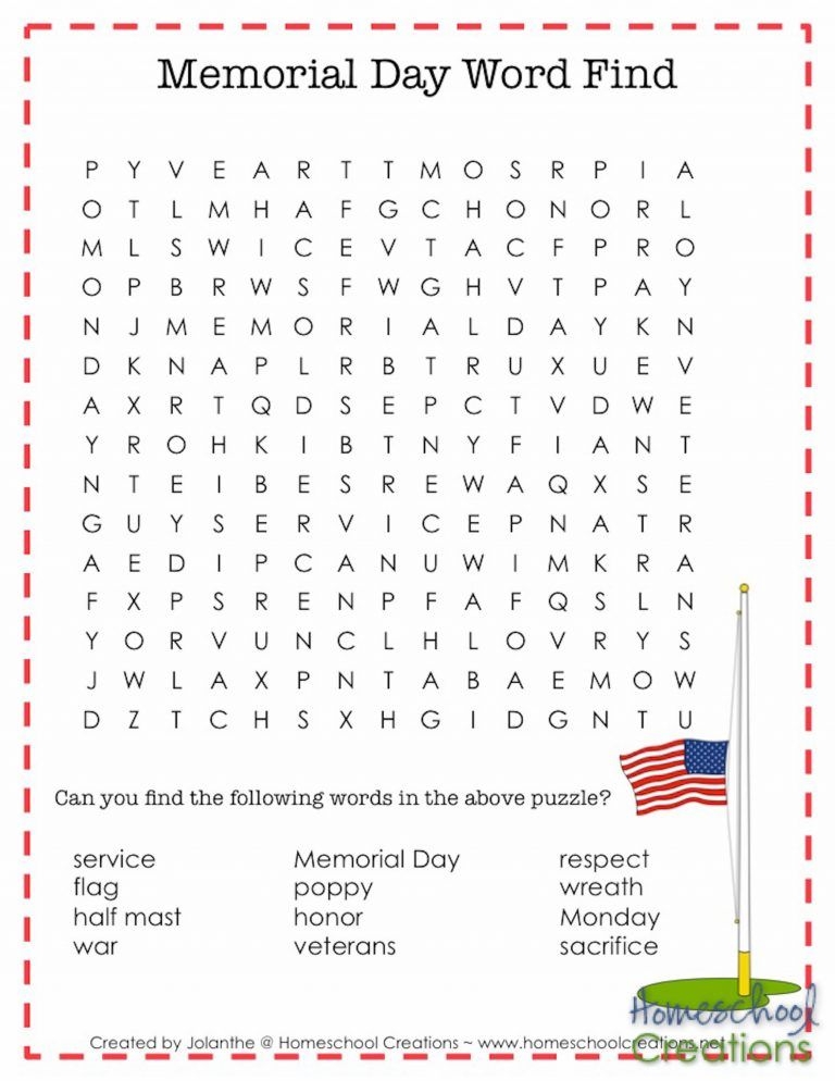Free Memorial Day Worksheets