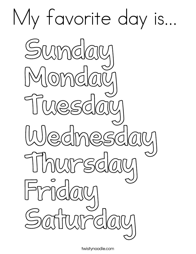 Free Printable Days Of The Week Coloring Pages