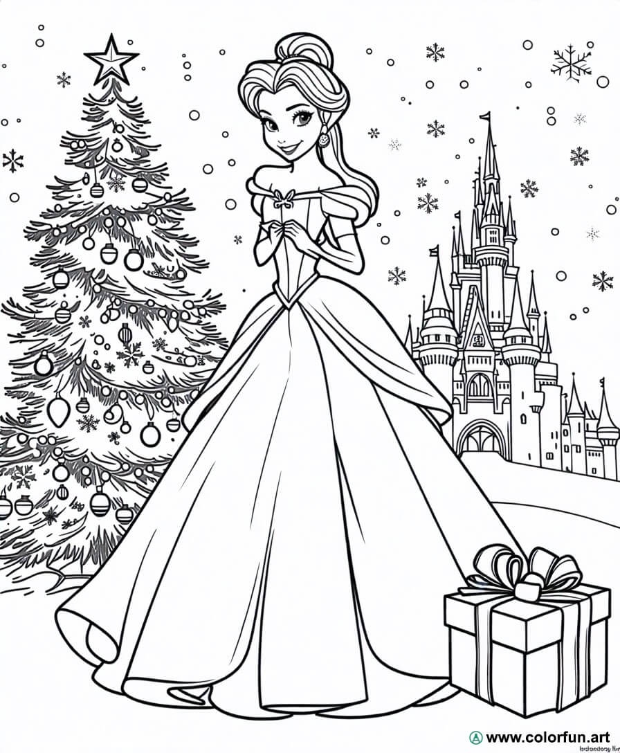 Free Printable Disney Princess Christmas Coloring Pages Printable