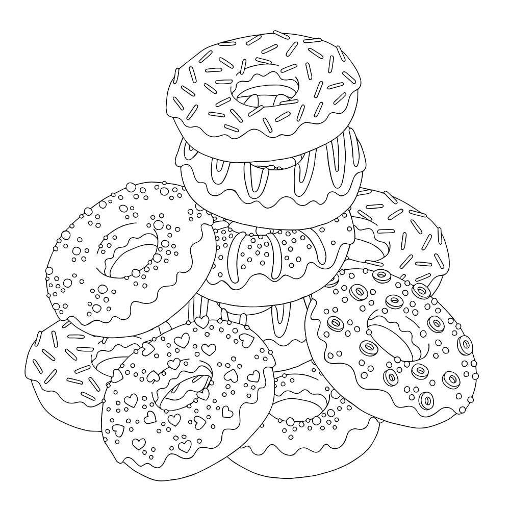 Free Printable Donut Coloring Pages
