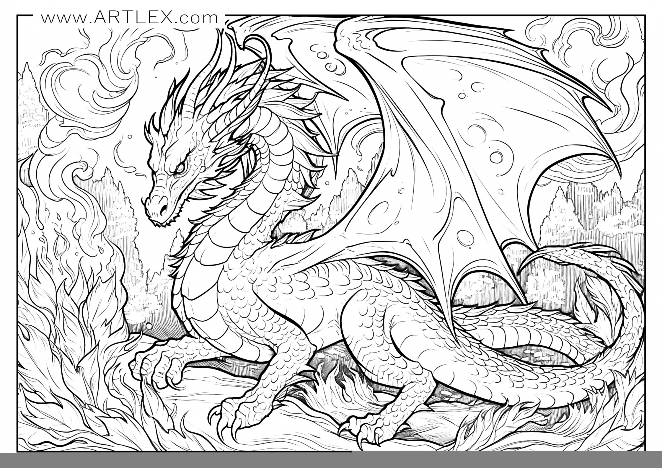 Printable Dragon Coloring Pages