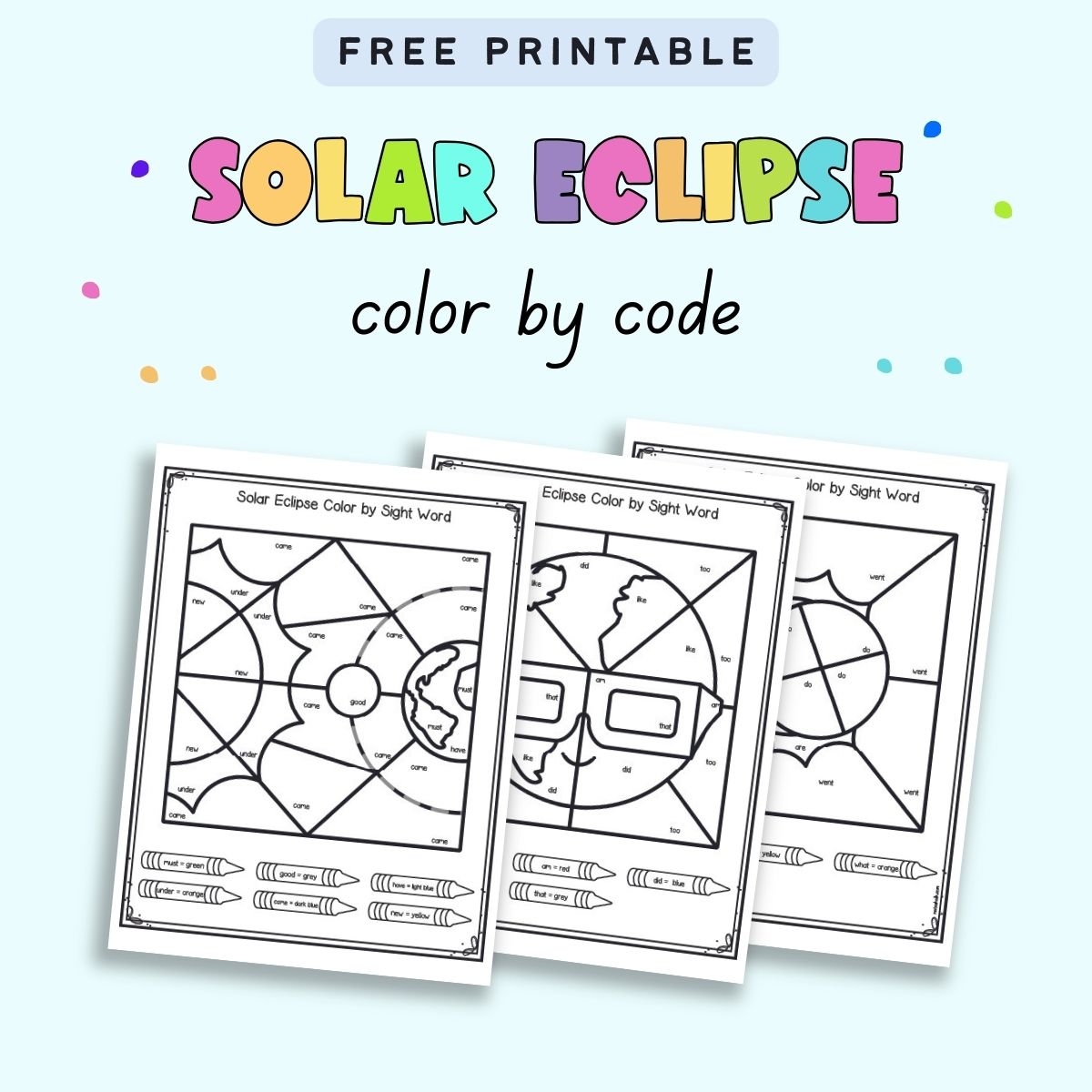 Free Printable Eclipse Color By Code Worksheets The Artisan Life Free Printable Eclipse Color By Code Worksheets The Artisan Life