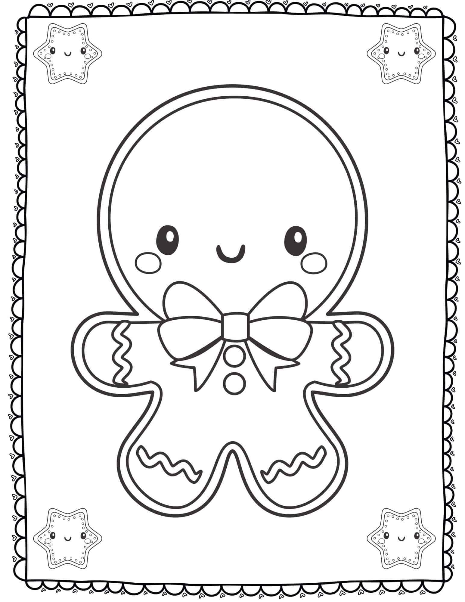 Free Printable Gingerbread Man Coloring Page Instant PDF Download