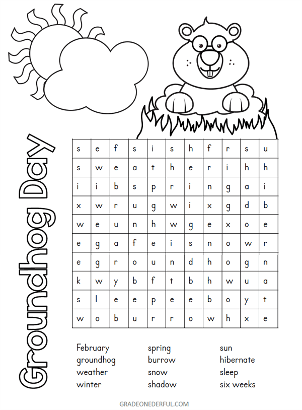 Free Printable Groundhog Day Coloring And Word Search Grade Onederful Free Printable Groundhog Day Coloring And Word Search Grade Onederful
