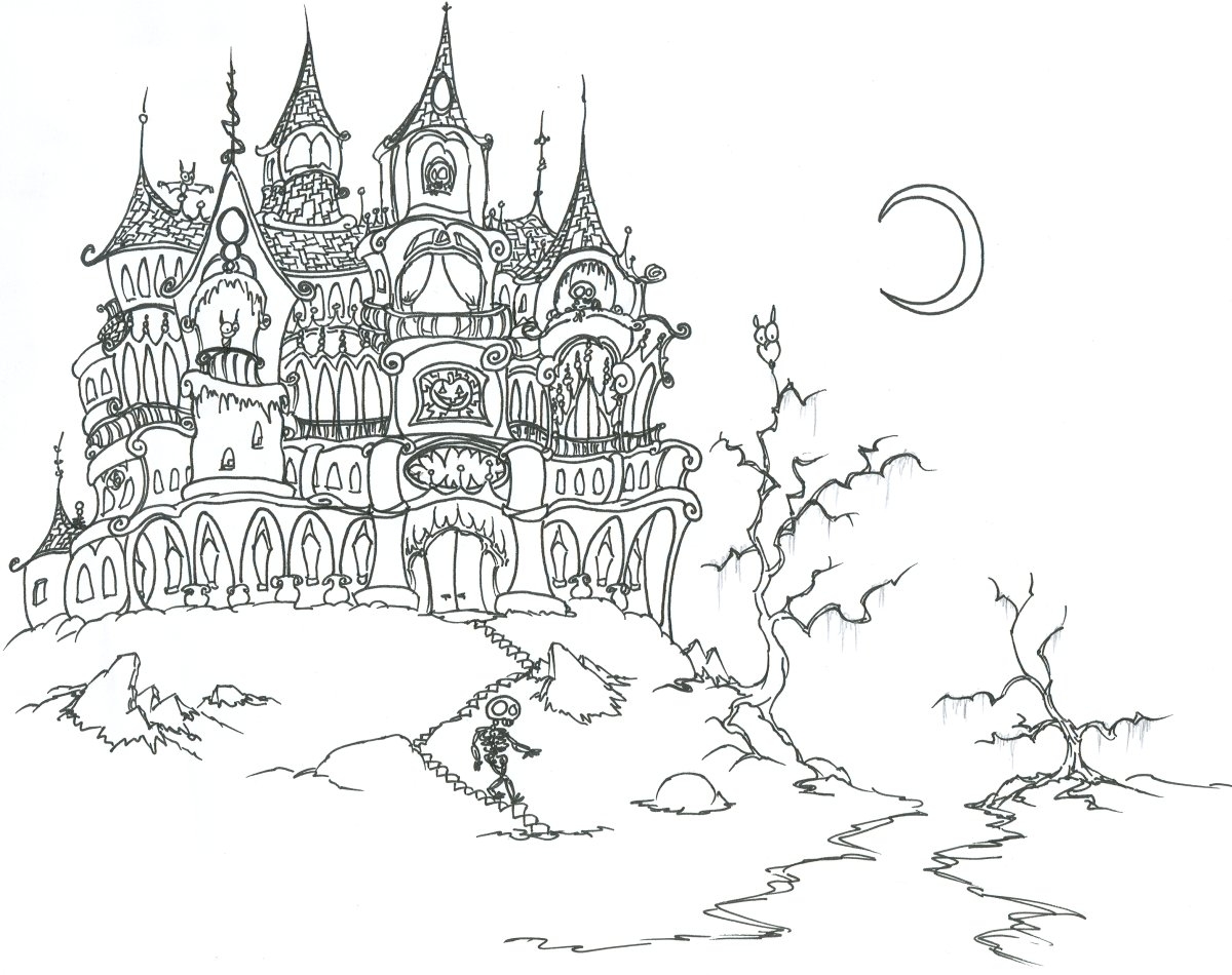 Free Printable Haunted House Coloring Pages For Kids Free Printable Haunted House Coloring Pages For Kids