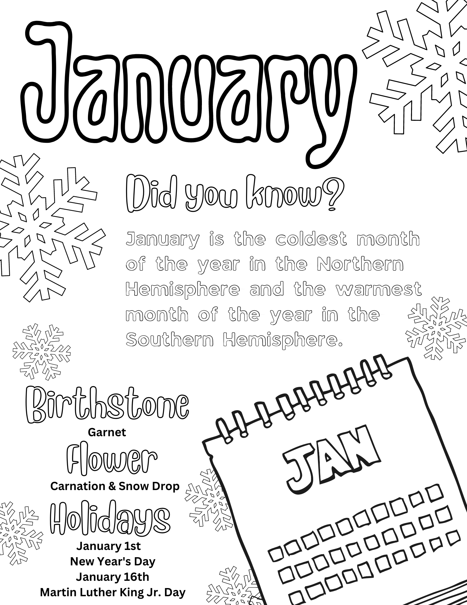 Free Printable January Coloring Pages Prntbl Concejomunicipaldechinu