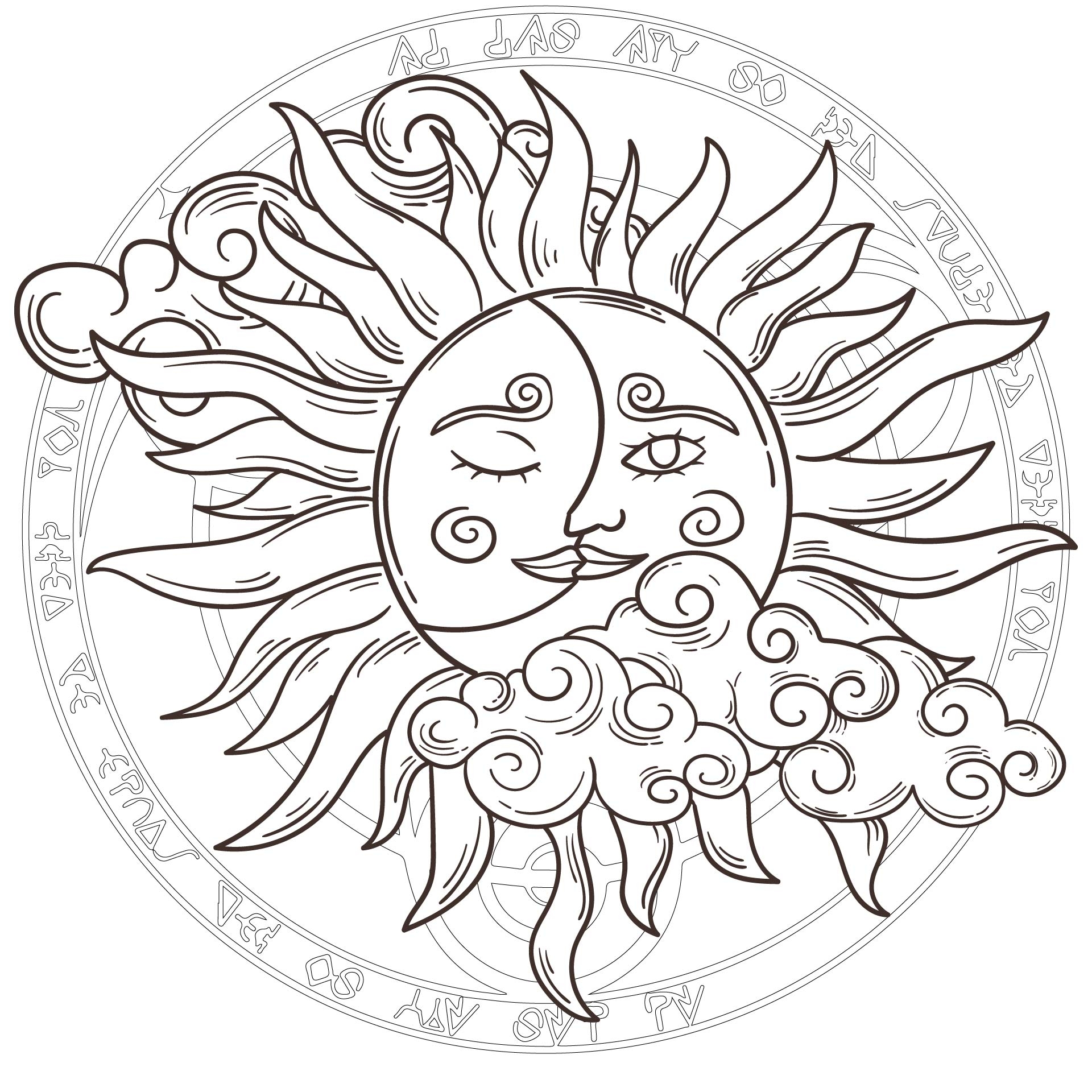 Free Printable Sun And Moon Coloring Pages