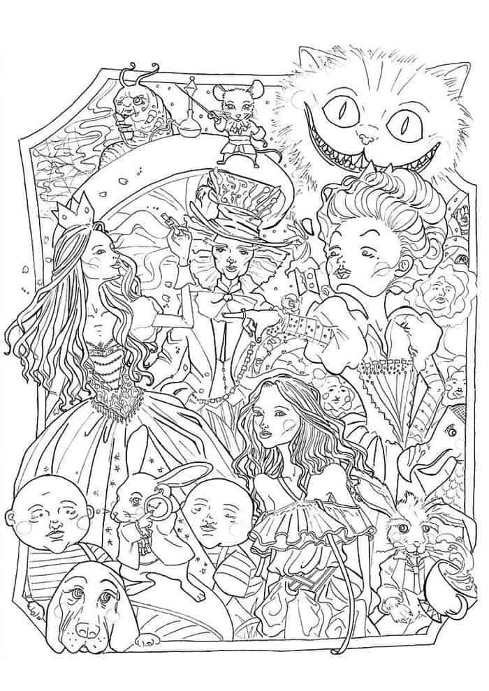 Free Printable Trippy Alice In Wonderland Coloring Pages For Adults Free Printable Trippy Alice In Wonderland Coloring Pages For Adults