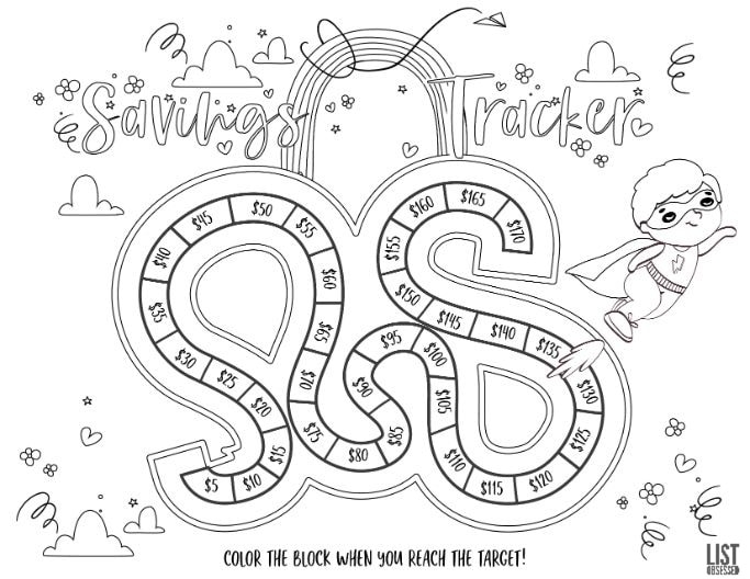 Free Printable Savings Tracker Coloring Pages Free Printable Savings Tracker Coloring Pages