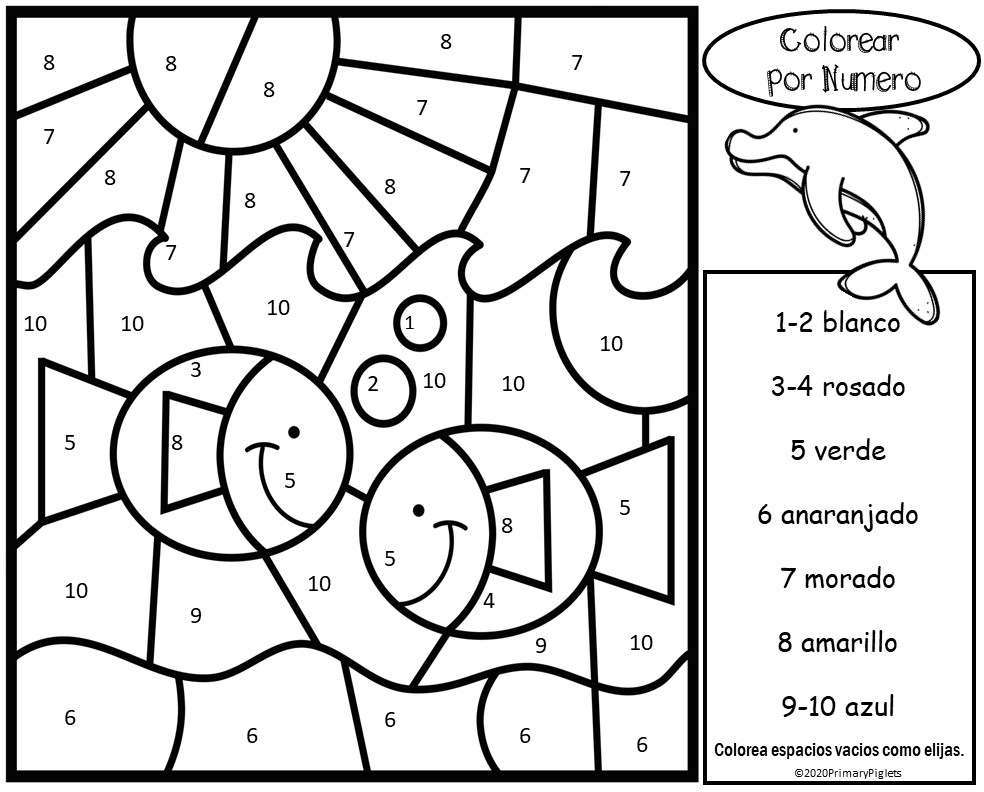 FREE SPANISH COLOR BY NUMBER OCEAN THEME 1 PAGE Made By Teachers FREE SPANISH COLOR BY NUMBER OCEAN THEME 1 PAGE Made By Teachers