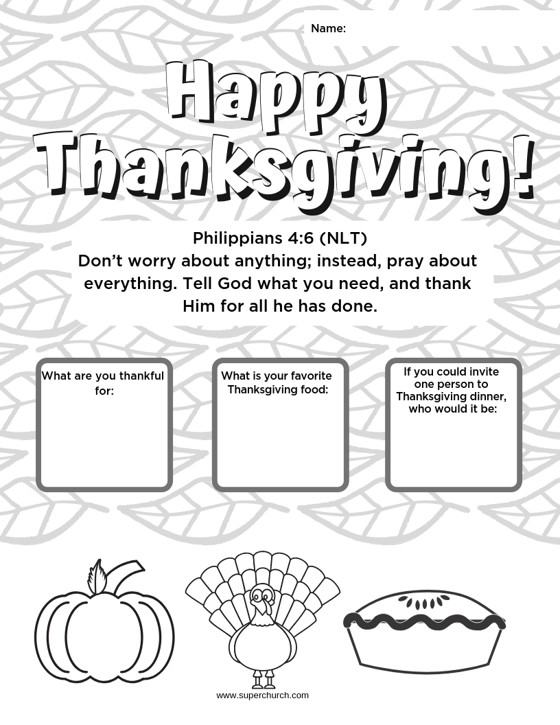 Free Thanksgiving Coloring Page Super Church Sunday School