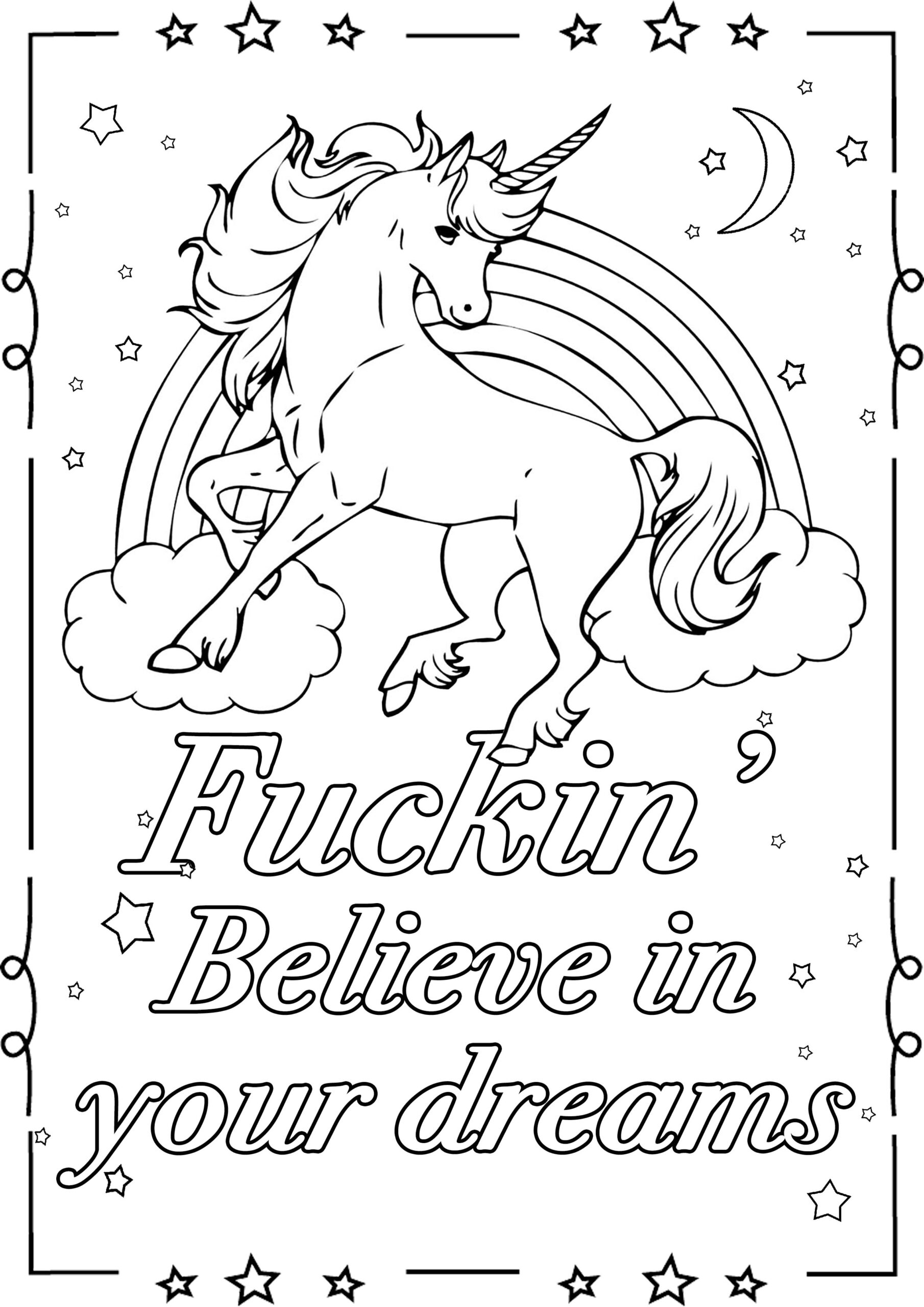 Fuckin Believe In Your Dreams Swear Word Coloring Page Swear Word