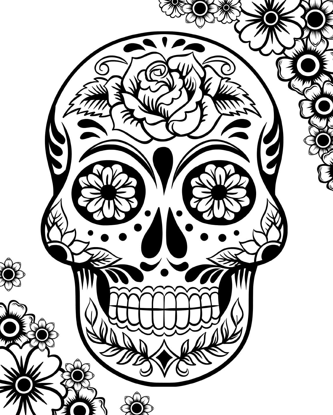 Girl Sugar Skull Coloring Page Girl Sugar Skull Coloring Page