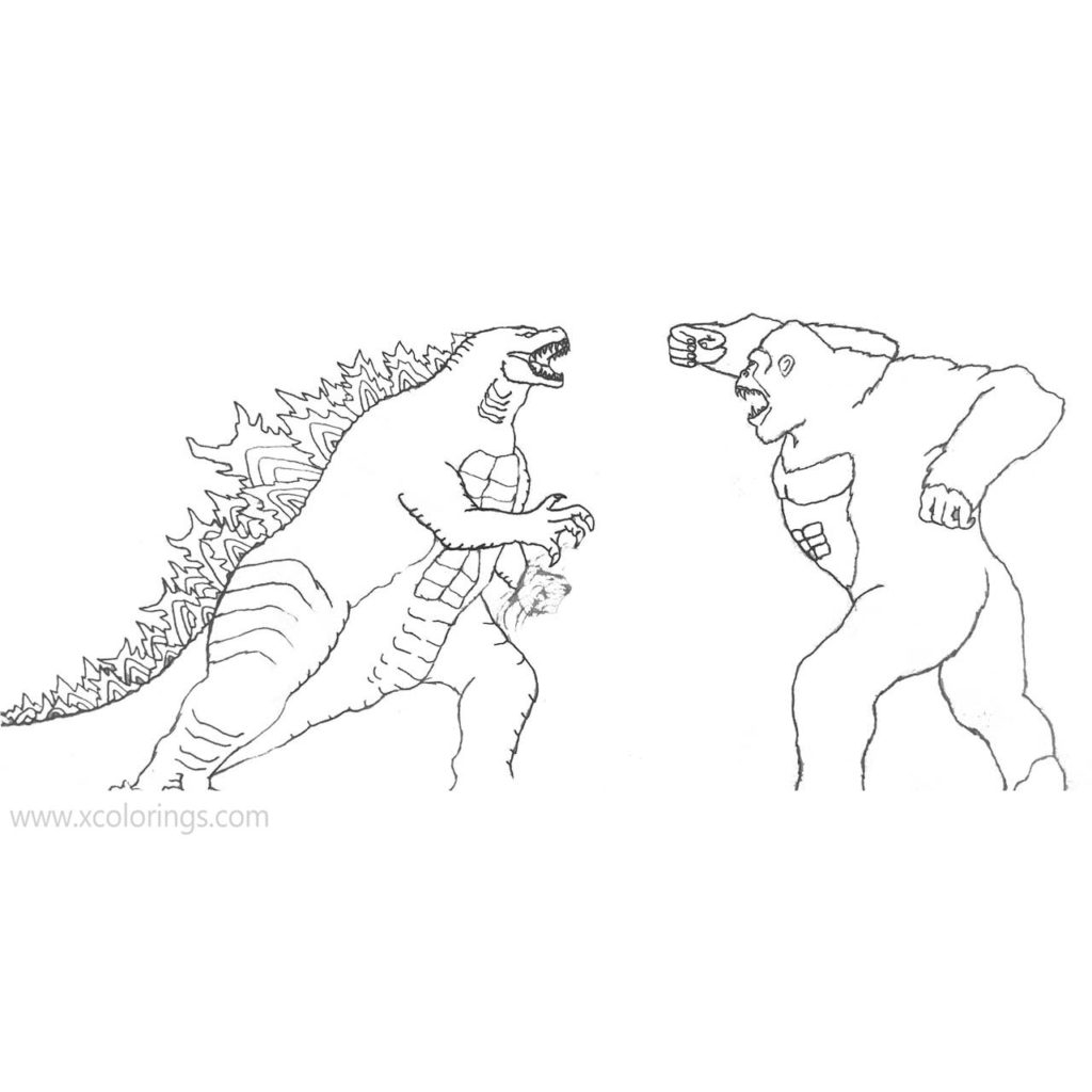Godzilla X Kong Coloring Pages Printable Godzilla X Kong Coloring Pages Printable