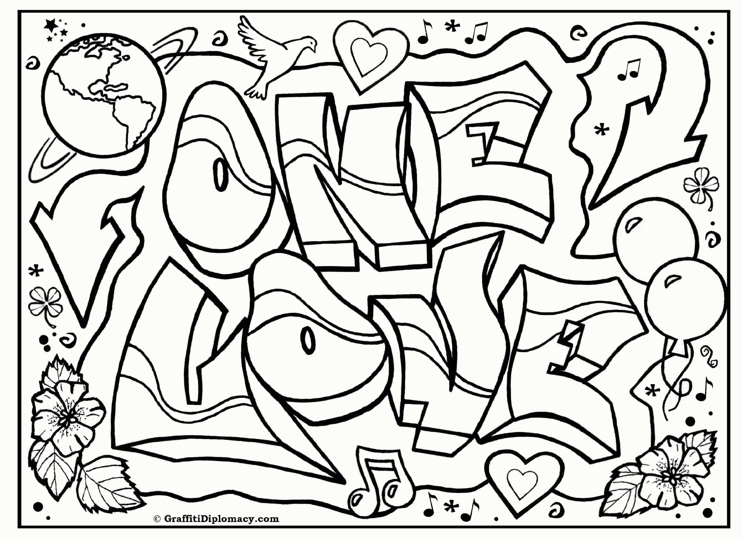 Graffiti Printable Coloring Pages Graffiti Printable Coloring Pages
