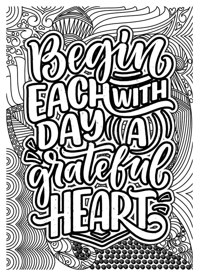 Gratitude Motivational Quote Coloring Pages For Adults Gratitude